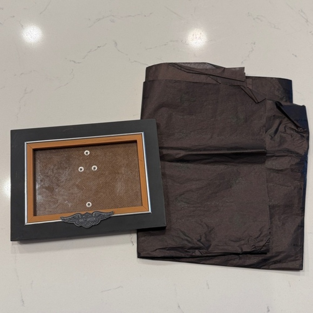 Harley Davidson Wooden 4x6 Picture Frame with Harley Davidson Tissue Paper